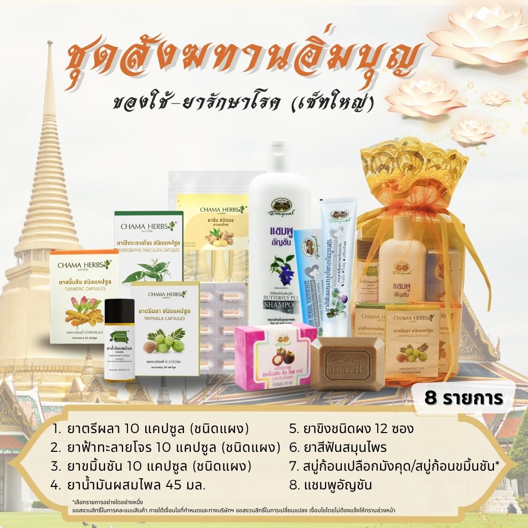 ชุดสังฆทานอิ่มบุญ ของใช้-ยารักษาโรค (เซ็ทใหญ่)